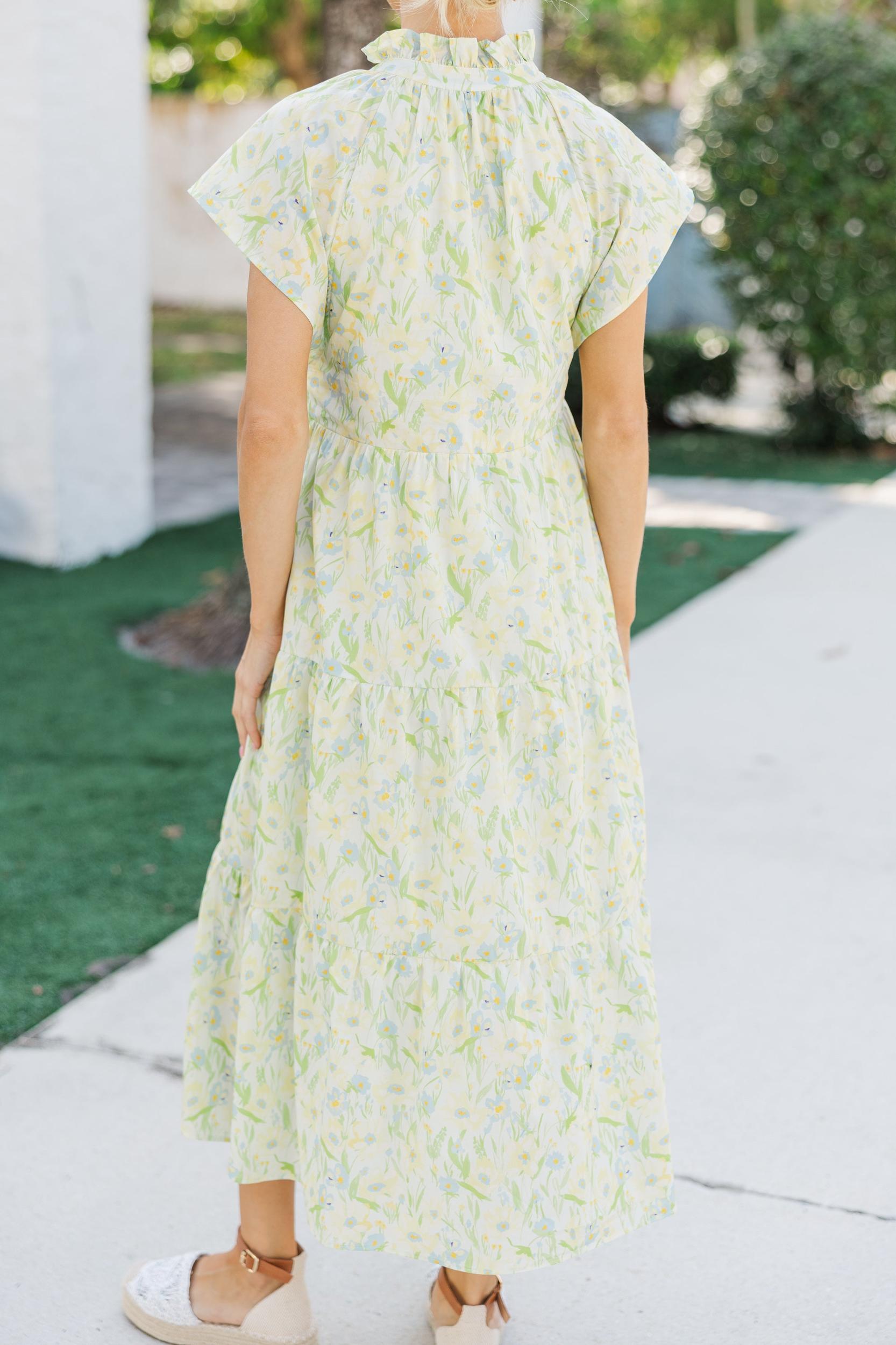 In Your Dreams Yellow Floral Midi Dress Female Product Image