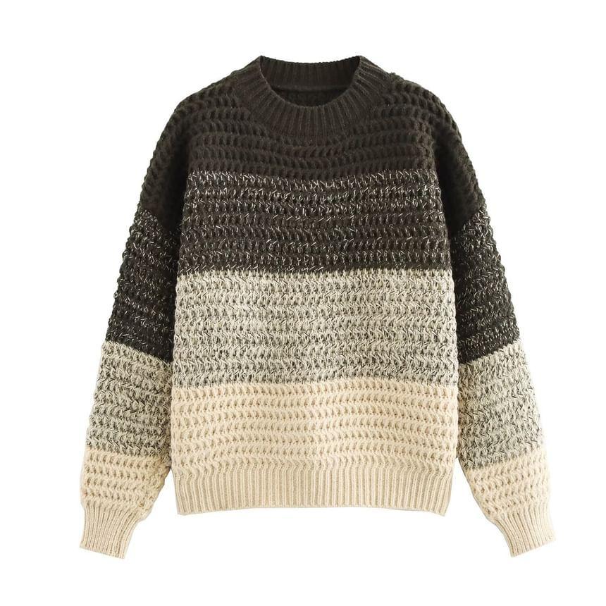 Crew Neck Color Block Sweater Product Image