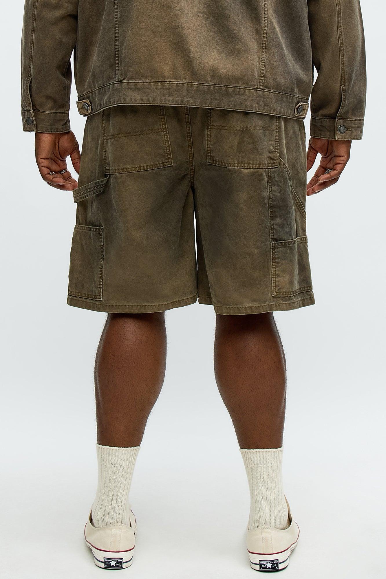 Worn Wild Distressed Relaxed Shorts - Brown Product Image