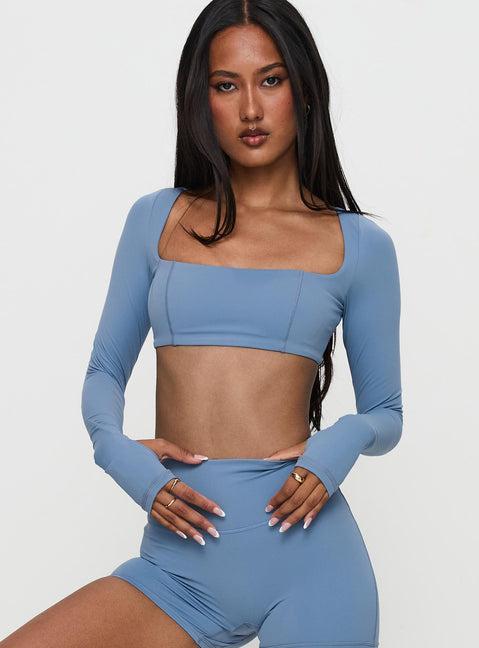 Set Point Active Square Neck Long Sleeve Top Blue Product Image