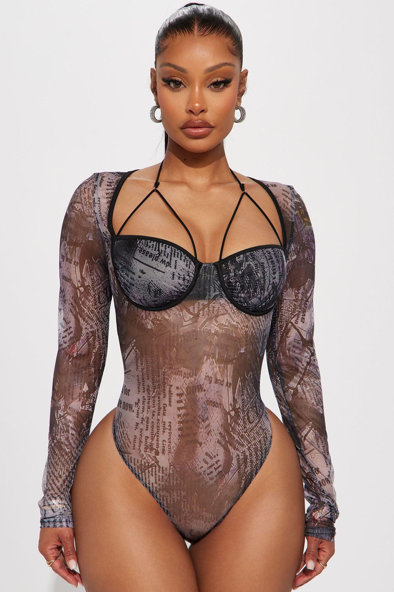 Doing My Thing Mesh Bodysuit - Black/combo Product Image