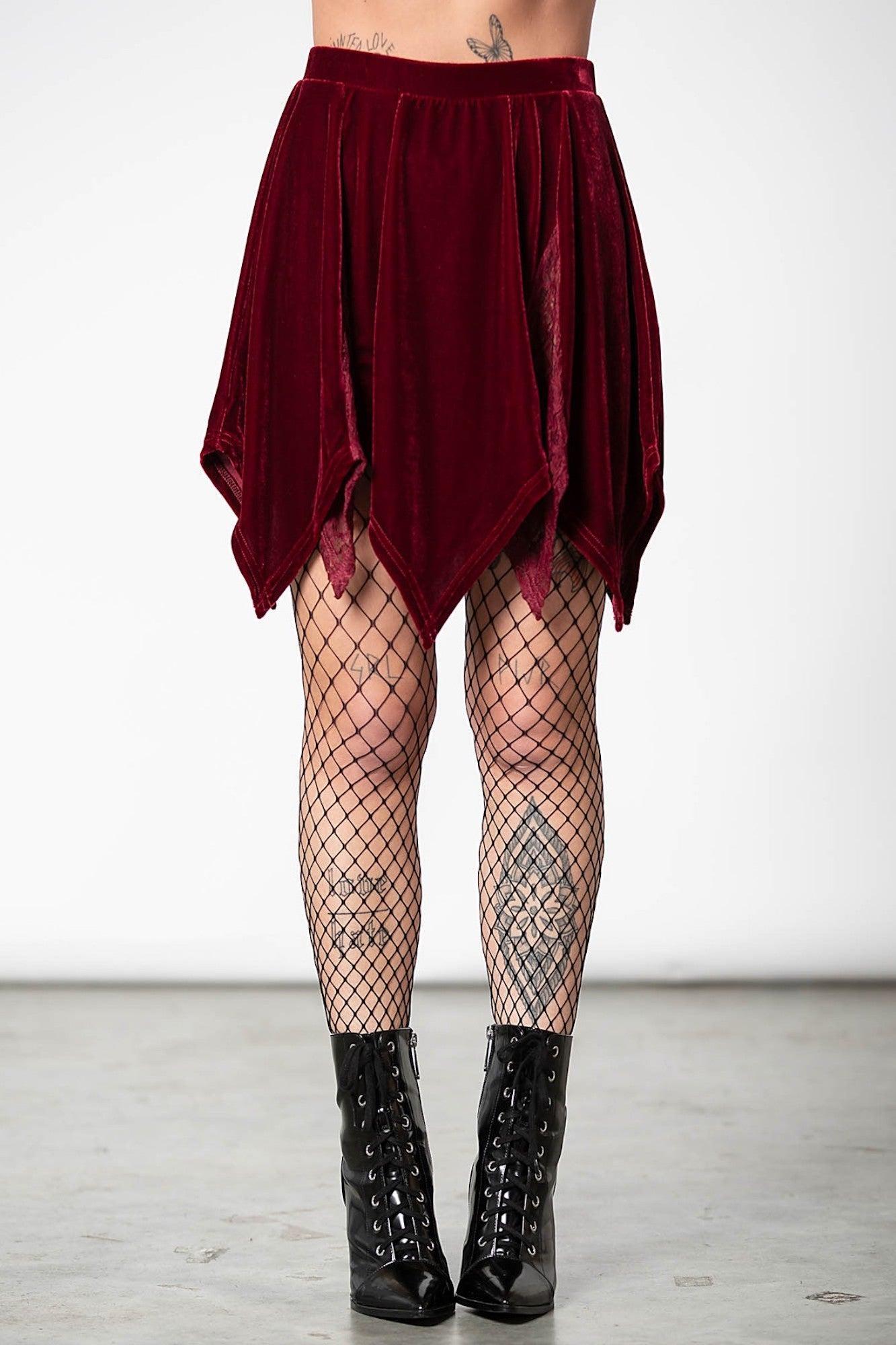 Lester Velvet Mini Skirt [BLOOD] Female Product Image