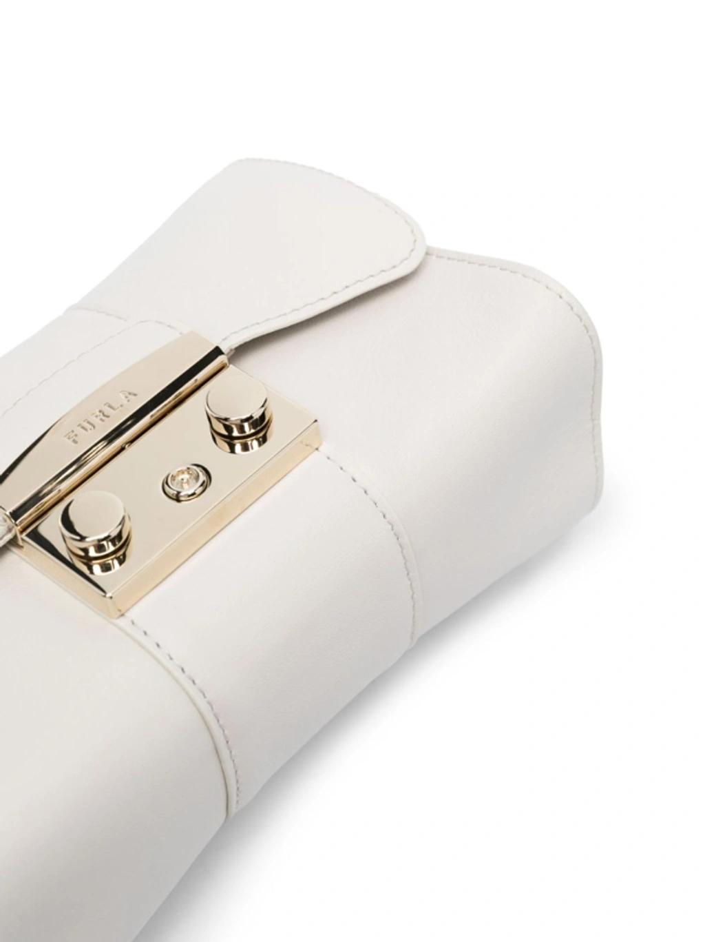 FURLA Logo-engraved Leather Crossbody Bag In Neutrals Product Image