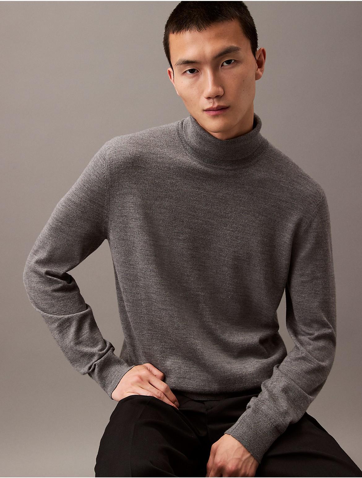 Calvin Klein Mens Extra Fine Merino Blend Turtleneck Sweater - Black - S Product Image