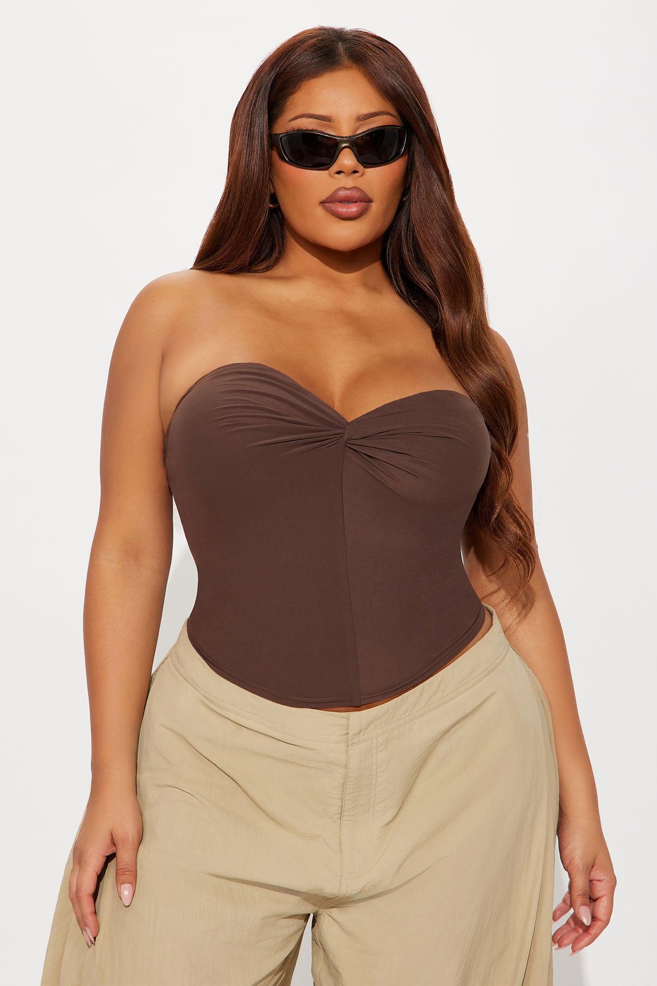 Second Skin Twist Tube Top - Chocolate Product Image