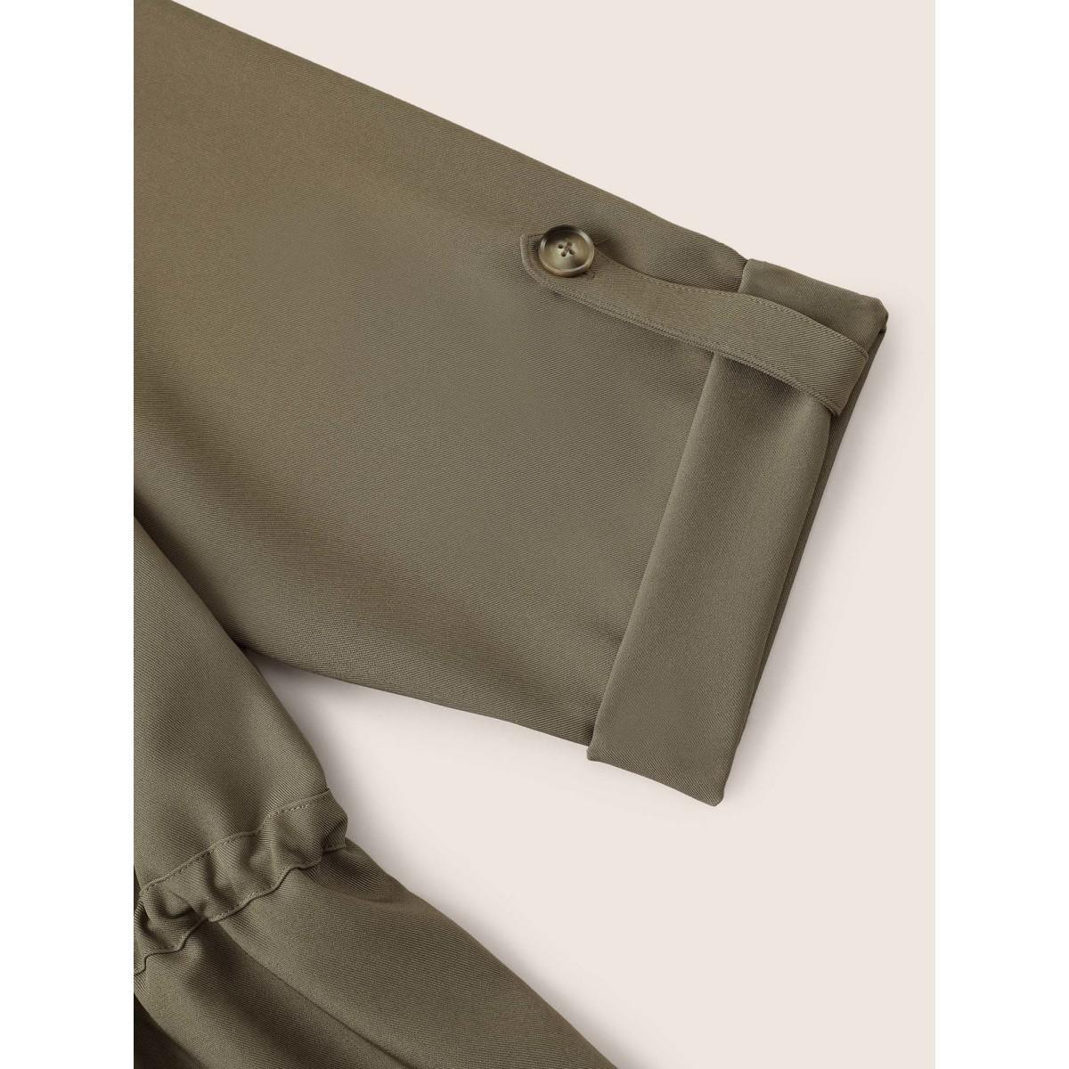 Plus Size Solid Drawstring Asymmetrical Neck Tab Sleeve Jacket Women LightBrown Non Everyday Jackets BloomChic 14-16/1X Product Image