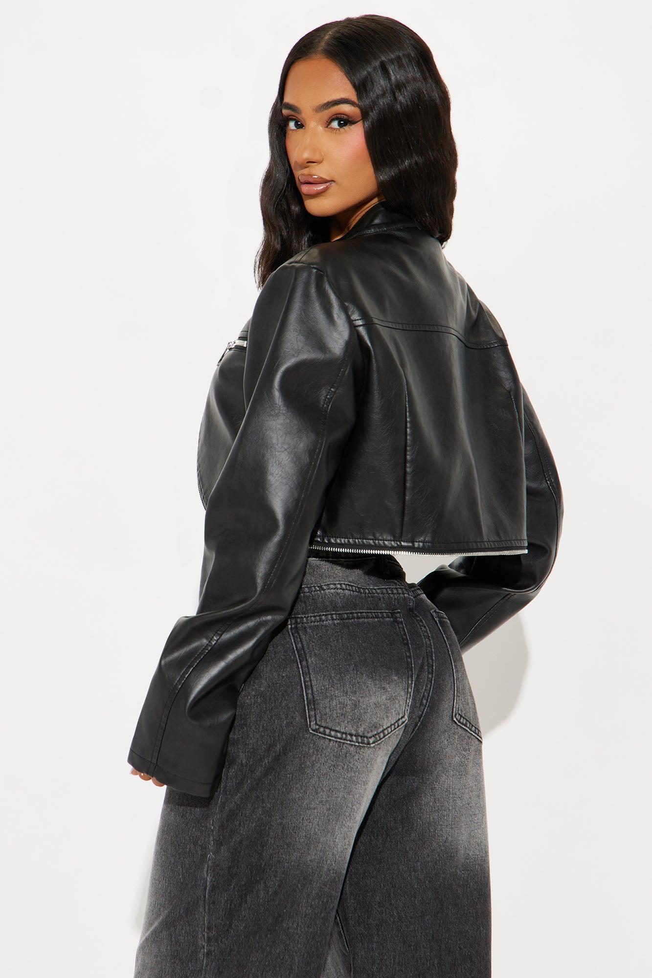 Call My Name Cropped Bolero Faux Leather Jacket - Black Product Image