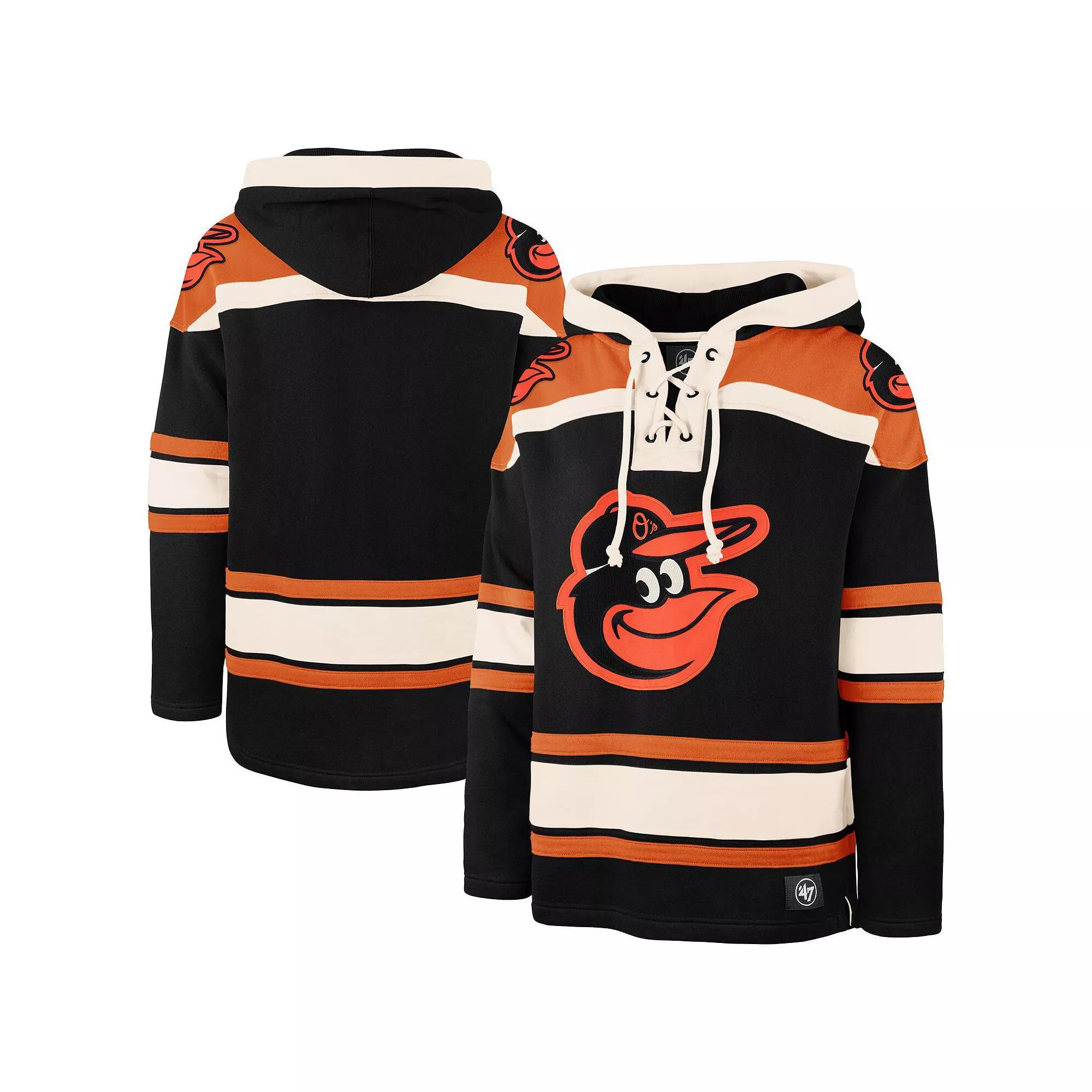 Men's '47 Black Baltimore Orioles Superior Lacer Pullover Hoodie, Size: 3XL Product Image