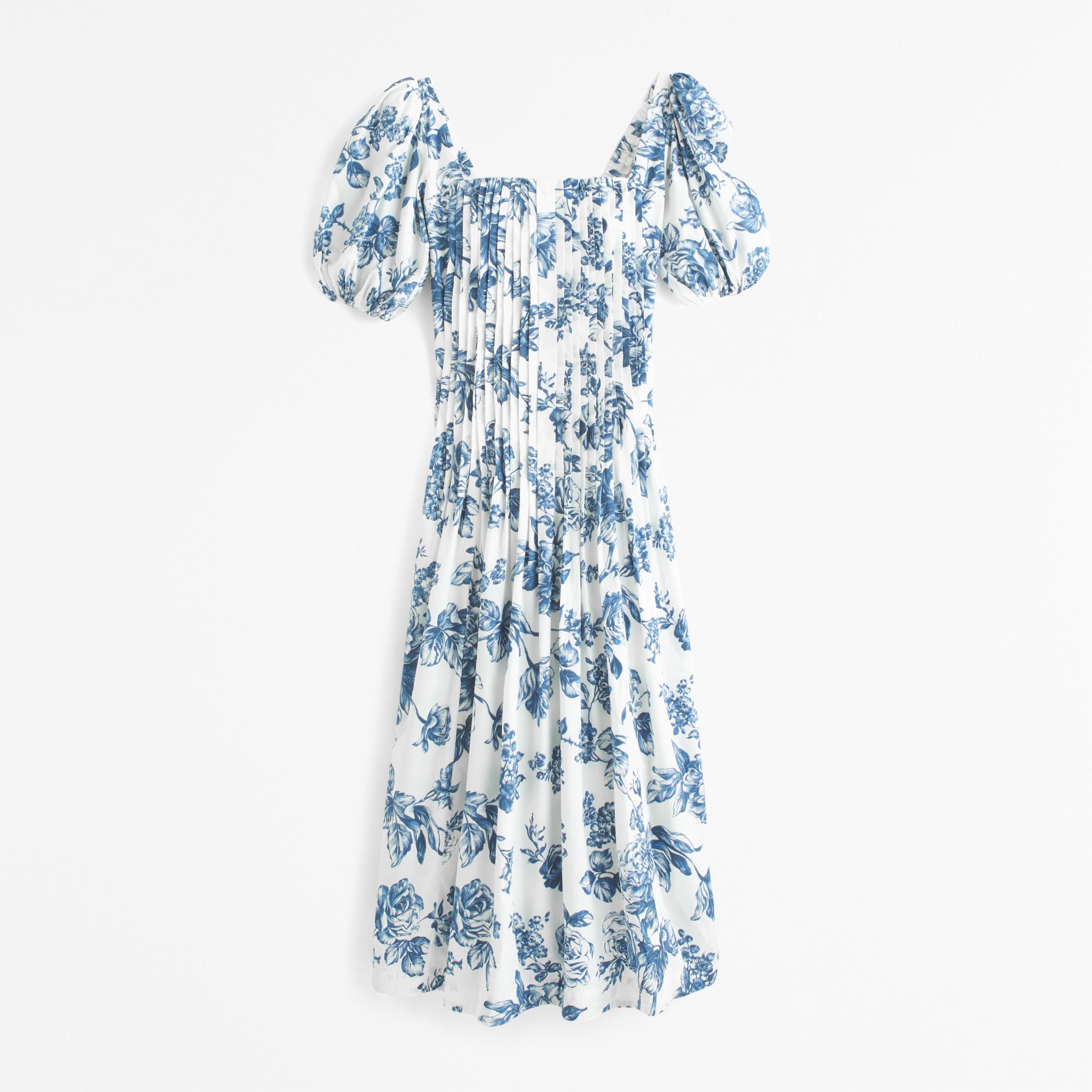 Puff Sleeve Pleat Release Midi Dress Product Image