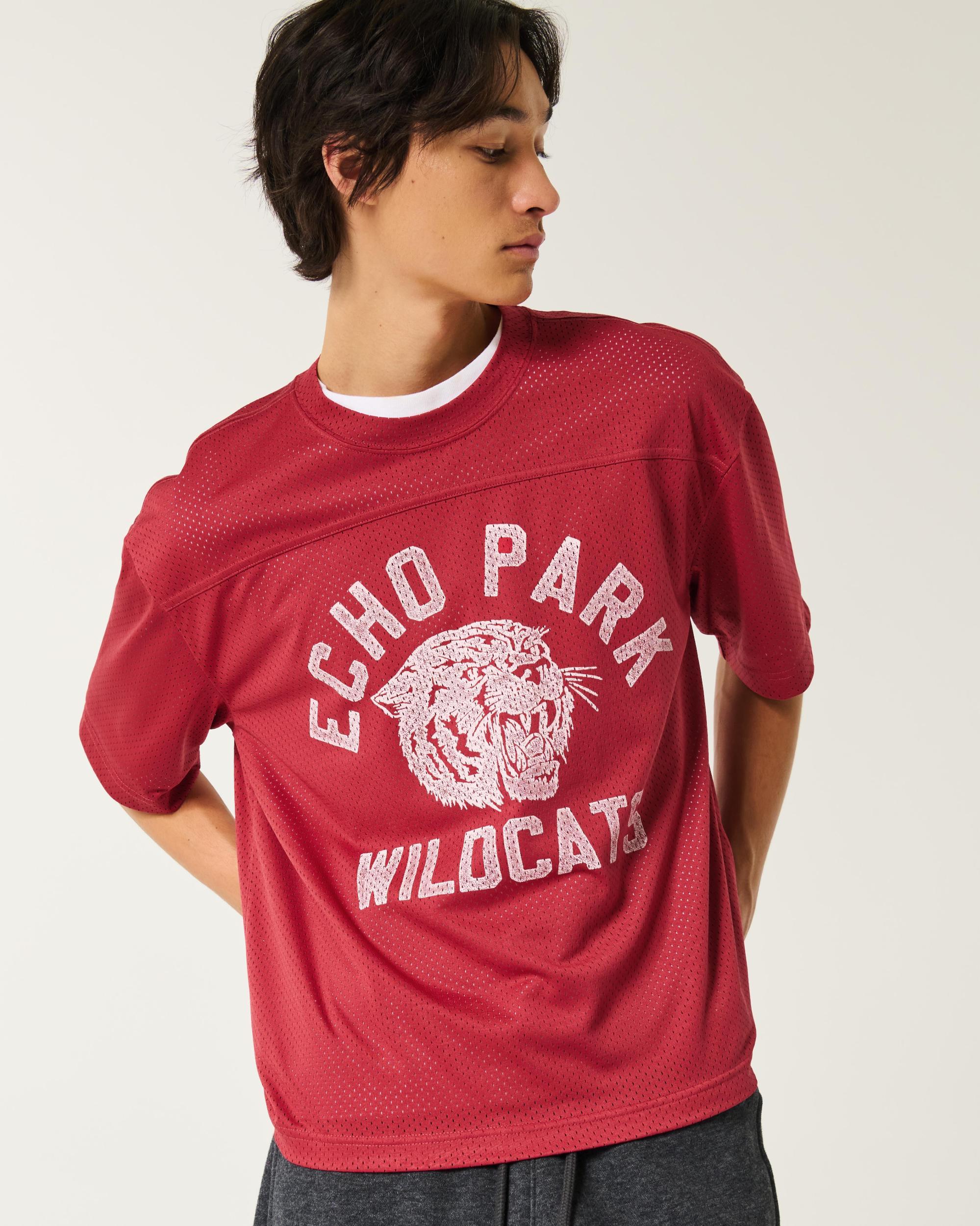 Boxy Crop Mesh Graphic Football Jersey Product Image