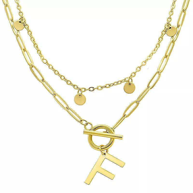 Adornia 14k Gold Plated Layered Initial Toggle Necklace, Women's, Size: 17-19" ADJ, B Product Image