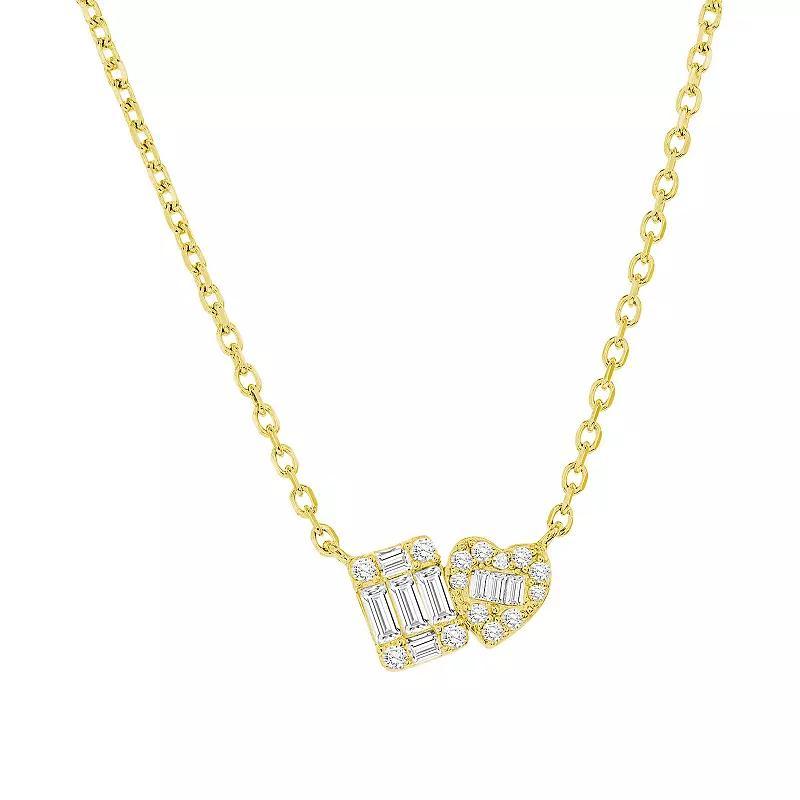 Argento Bella Heart & Square Cubic Zirconia Pendant Necklace, Womens Gold Tone Product Image