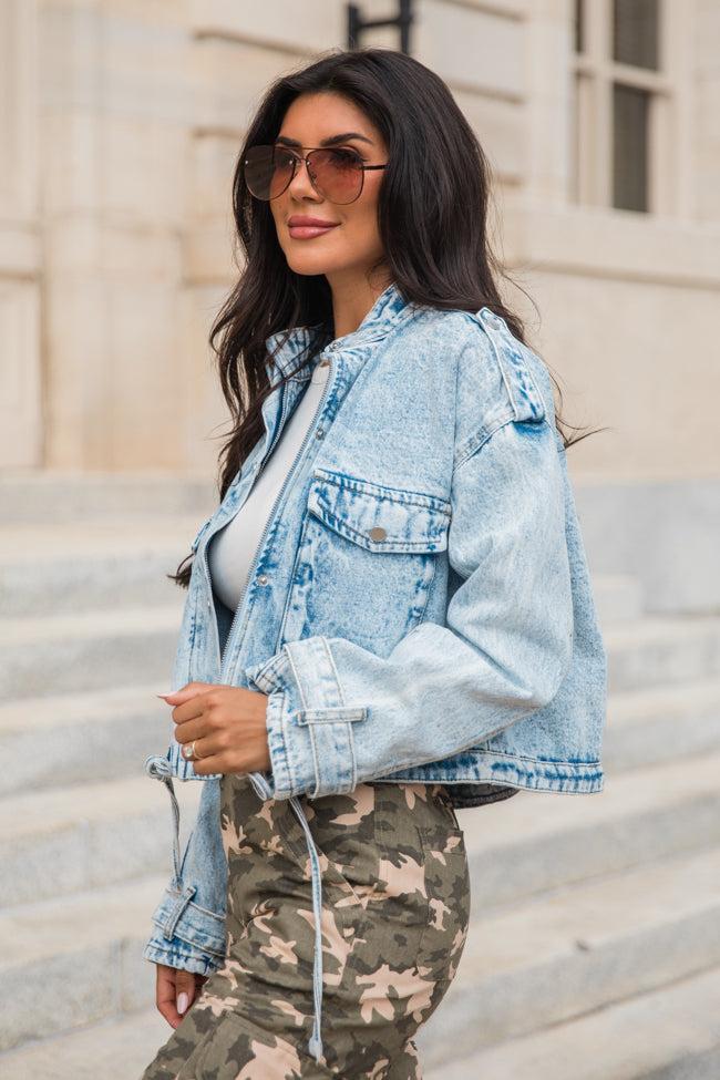 It's Your Choice Light Wash Cropped Denim Jacket FINAL SALE Product Image