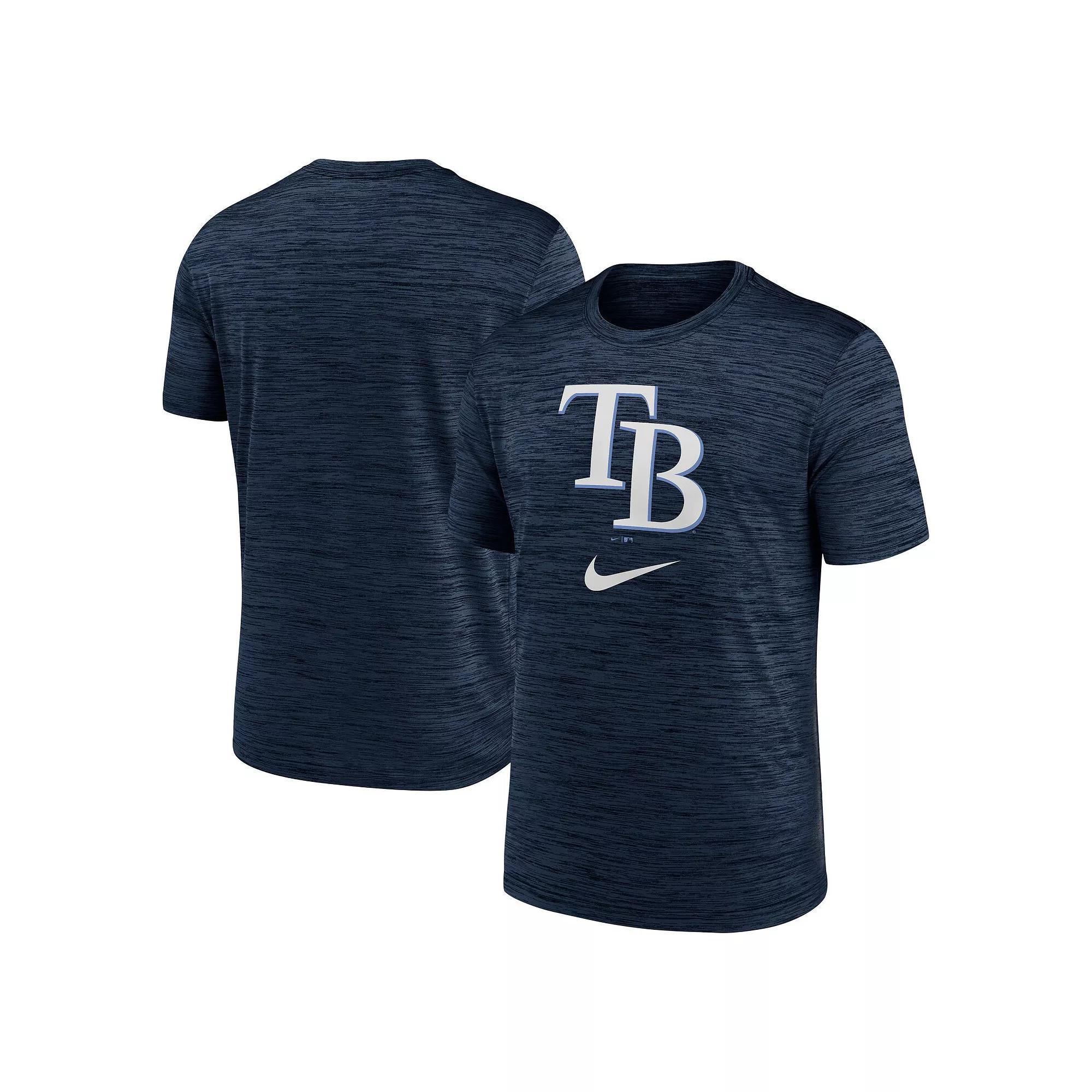 Men's Nike Navy Tampa Bay Rays Logo Velocity Performance T-Shirt, Size: Small, Blue Product Image