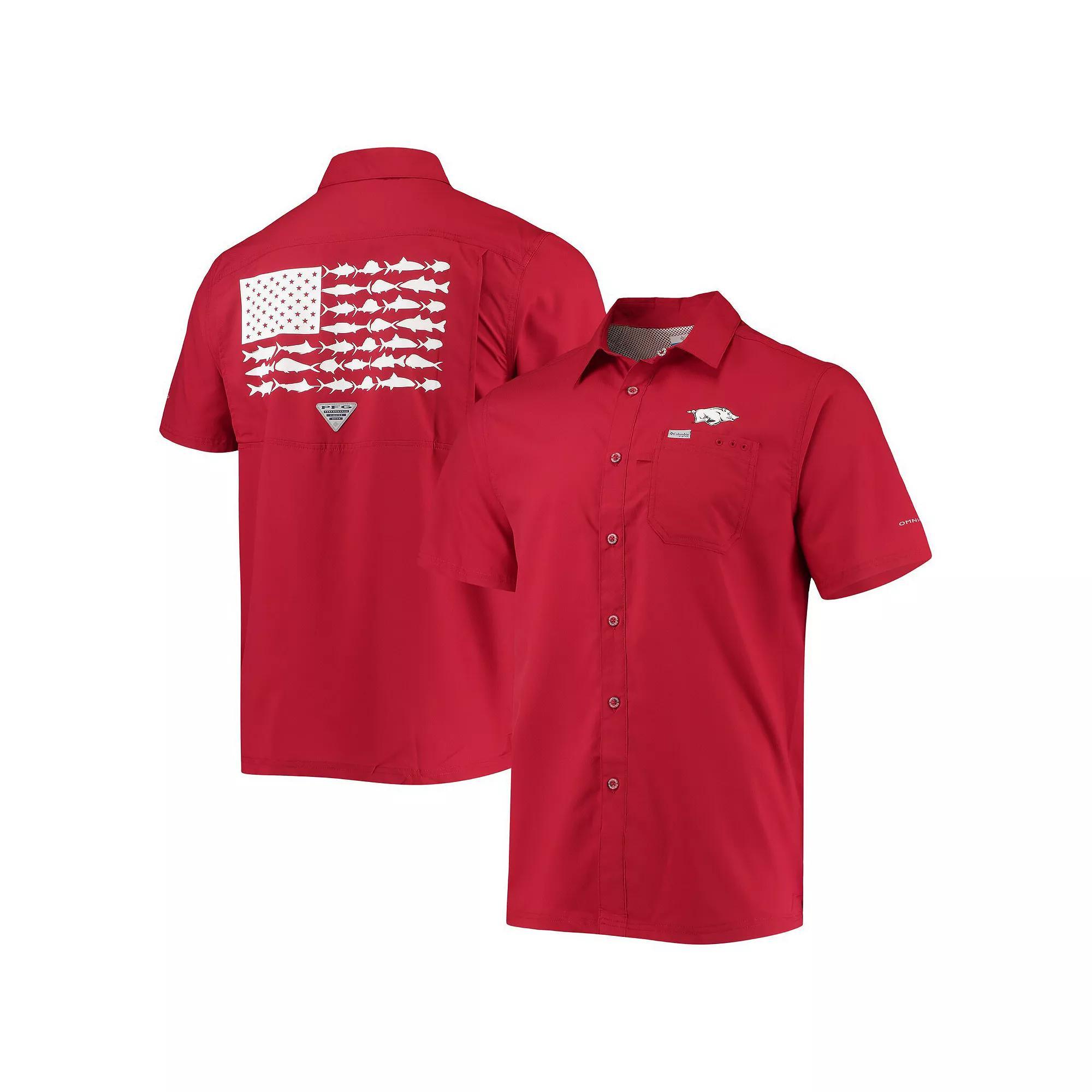Mens Columbia PFG Cardinal Arkansas Razorbacks Slack Tide Camp Button-Up Shirt Product Image