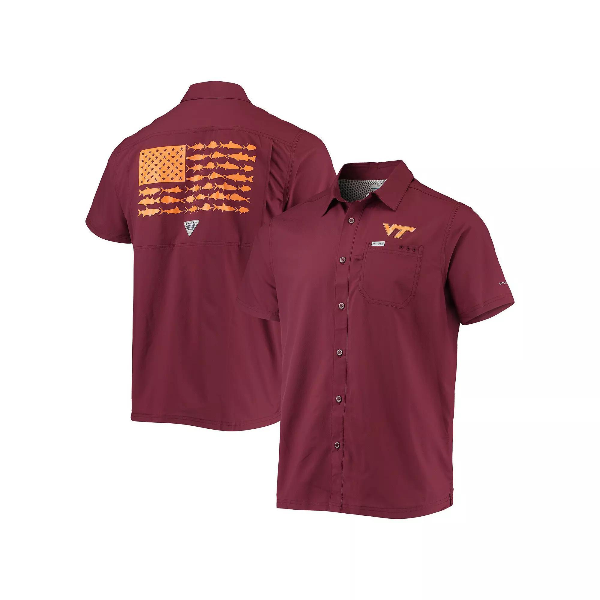 Columbia Mens Collegiate PFG Slack Tide Camp Shirt - Virginia Tech- Product Image