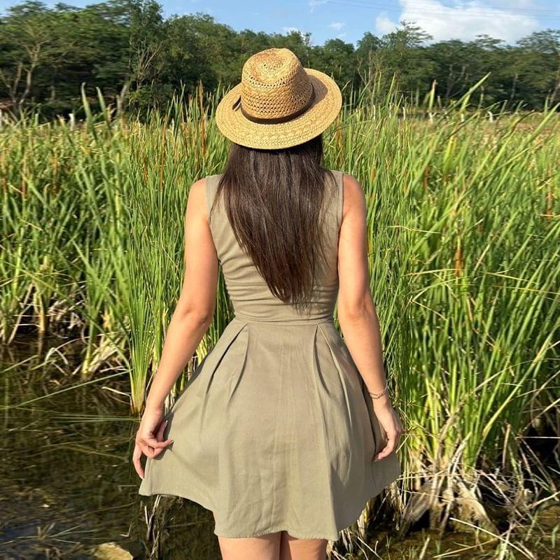 Sleeveless Plain Zip-Up Slim-Fit Mini A-Line Dress Product Image