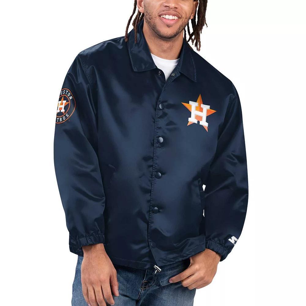 Men's Starter Royal New York Mets Option Route Satin Full-Snap Jacket, Size: Large, Blue Product Image