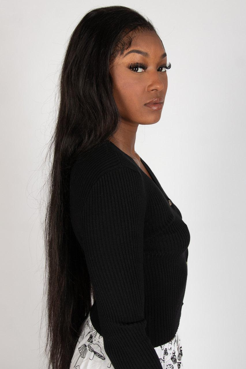 Basic Black Knit Cardigan Product Image