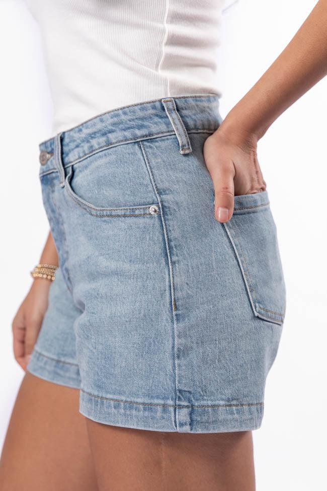 Come As You Are Light Wash Relaxed Fit Denim Shorts Product Image