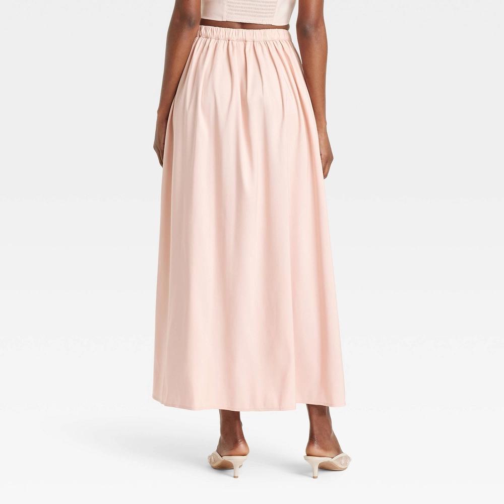 Women's Pleated A-Line Maxi Skirt - A New Day™ Peach XS Product Image