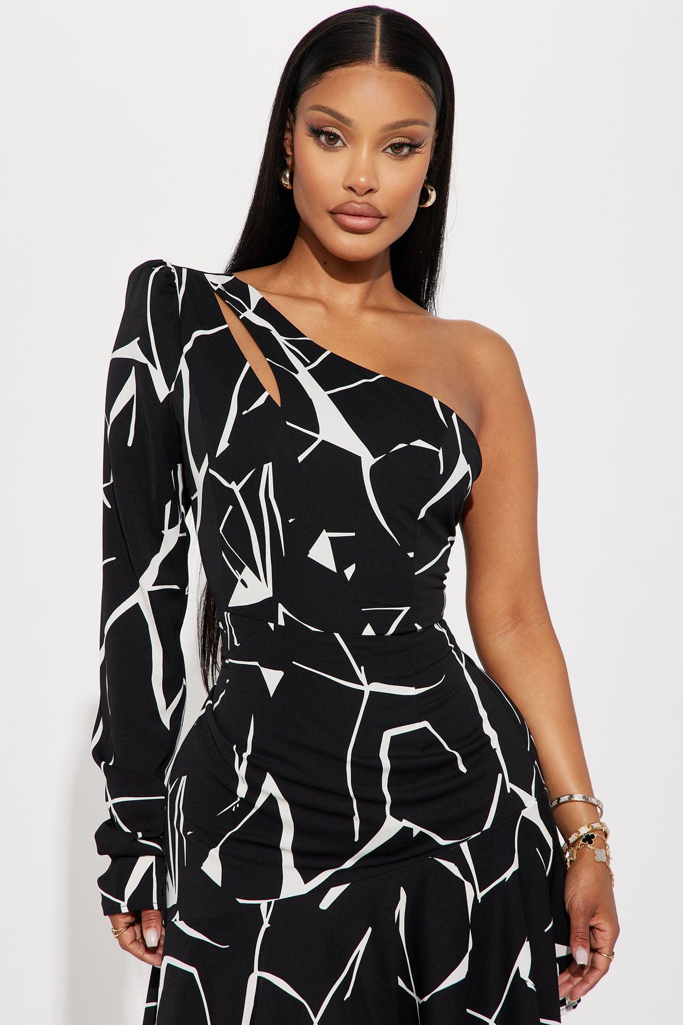 Briella One Shoulder Maxi Dress - Black Product Image