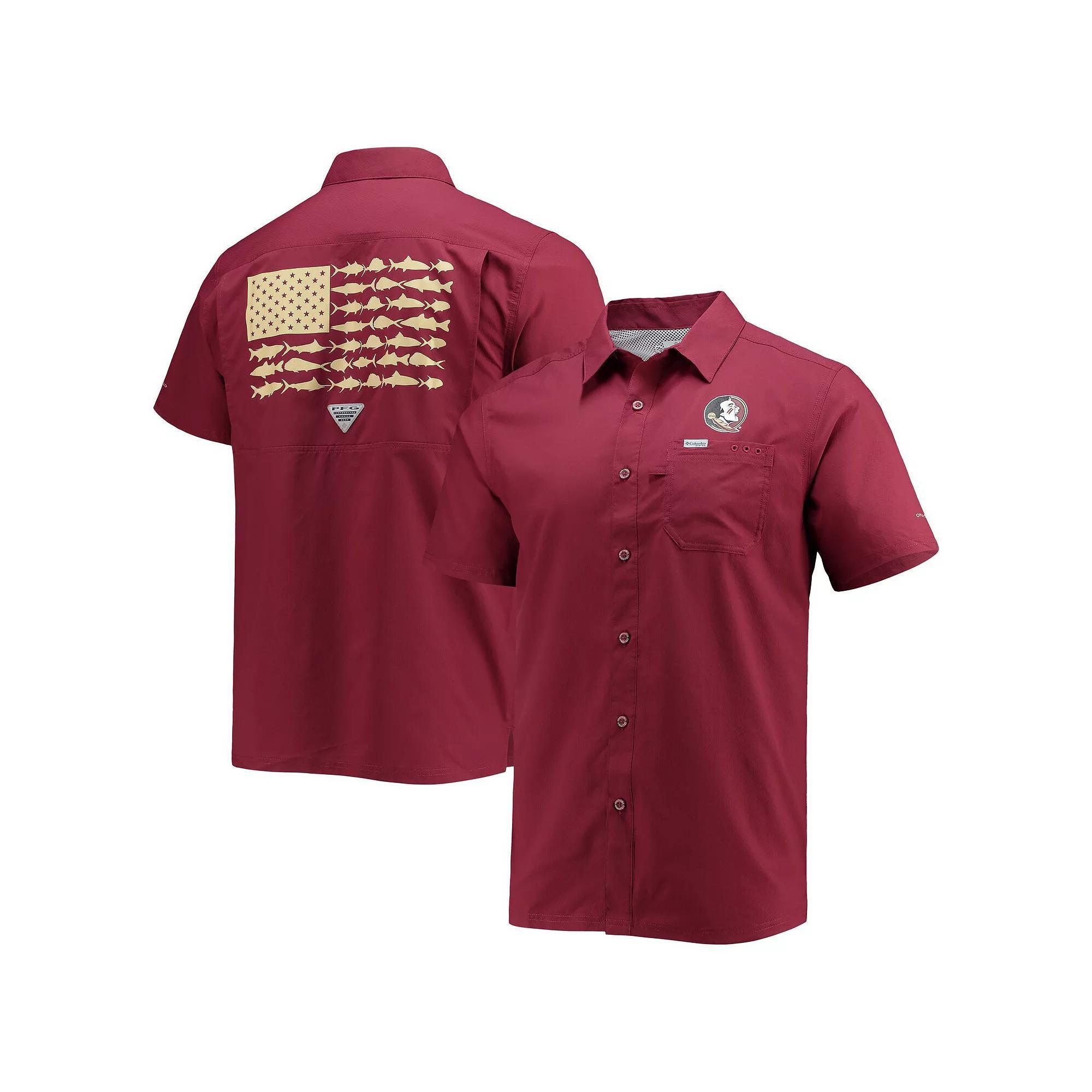 Men's Columbia PFG Garnet Florida State Seminoles Slack Tide Camp Button-Up Shirt, Size: XL, Red Product Image