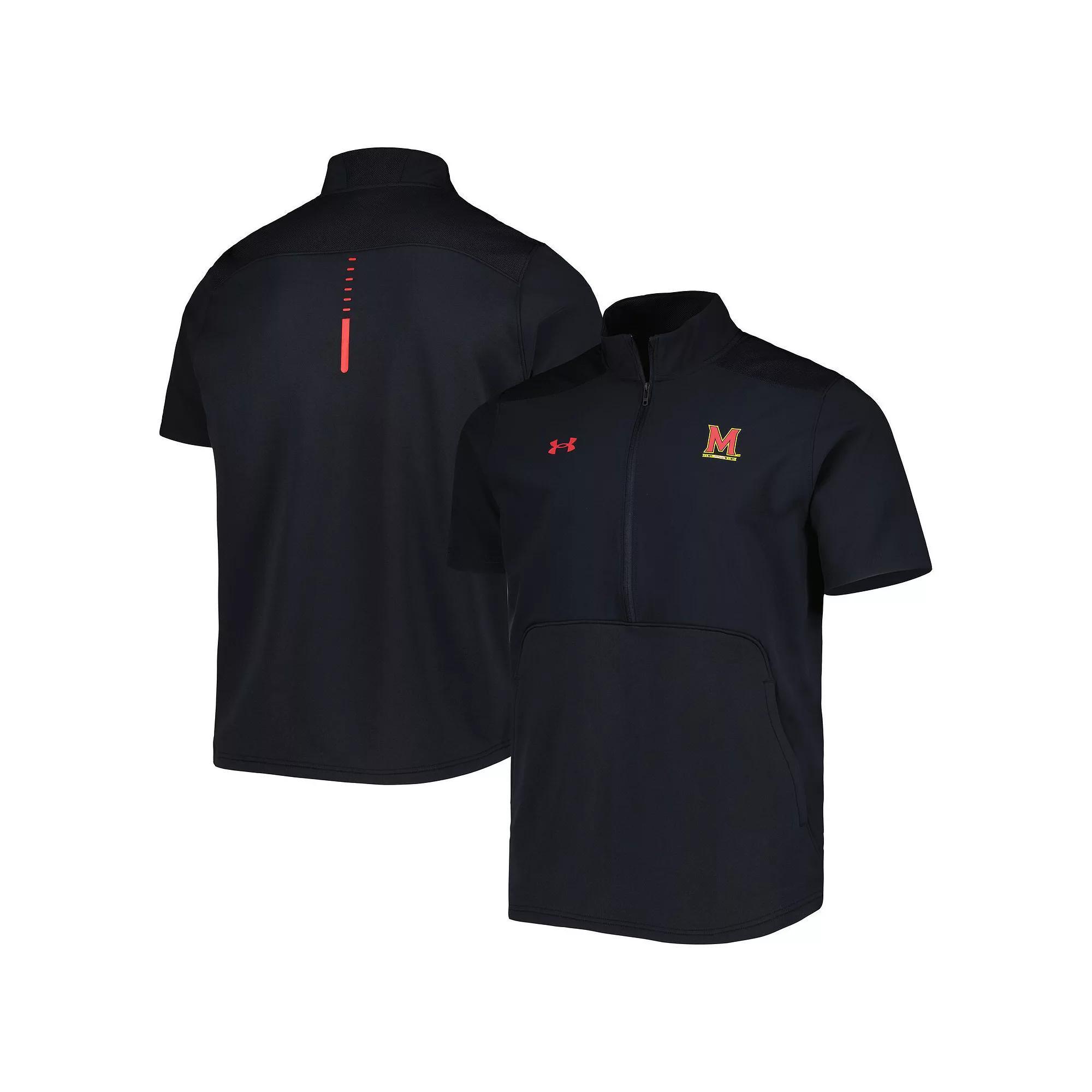 Men's Under Armour Black Maryland Terrapins Motivate 2.0 Half-Zip Jacket, Size: Large Product Image