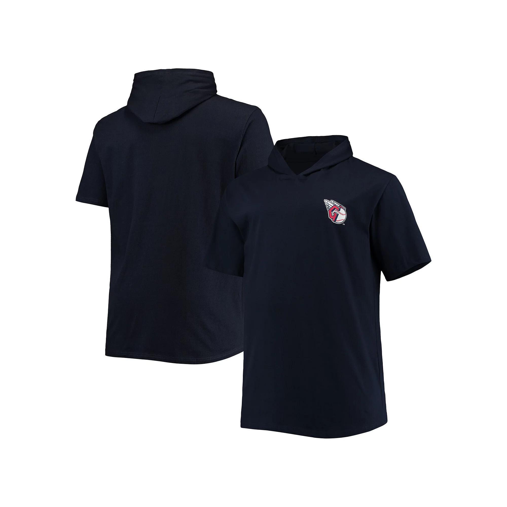 Men's Navy Cleveland Guardians Big & Tall Jersey Short Sleeve Pullover Hoodie T-Shirt, Size: 2XLT, Grd Blue Product Image