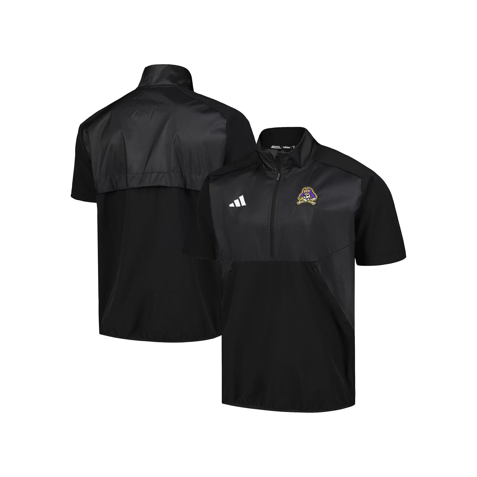 Mens adidas Black ECU Pirates Sideline AEROREADY Raglan Short Sleeve Quarter-Zip Jacket Product Image