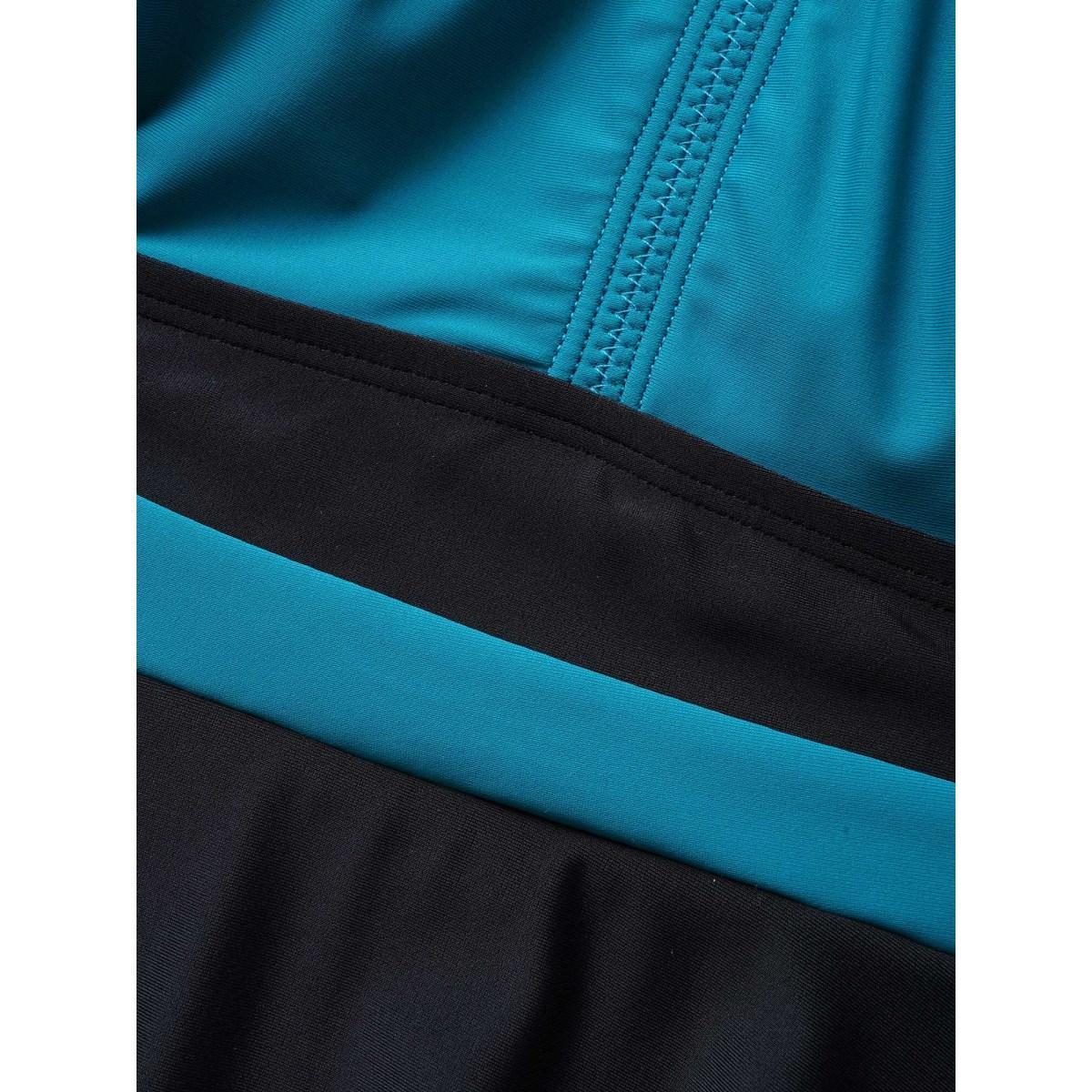 Plus Size V Neck Two Tone Patchwork Swim Dress Women's Swimwear Emerald Beach Bodycon V-neck High stretch Curve Swim Dresses BloomChic 12/L Product Image
