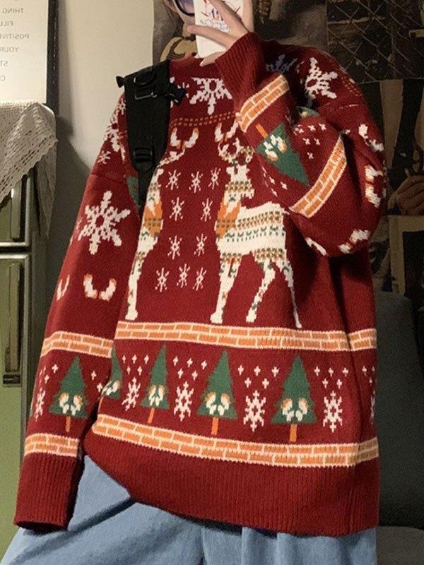 Christmas Deer Crew Neck Sweater Product Image