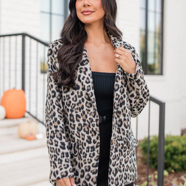 Do It Pronto Leopard Wool Blend Blazer Coat FINAL SALE Product Image