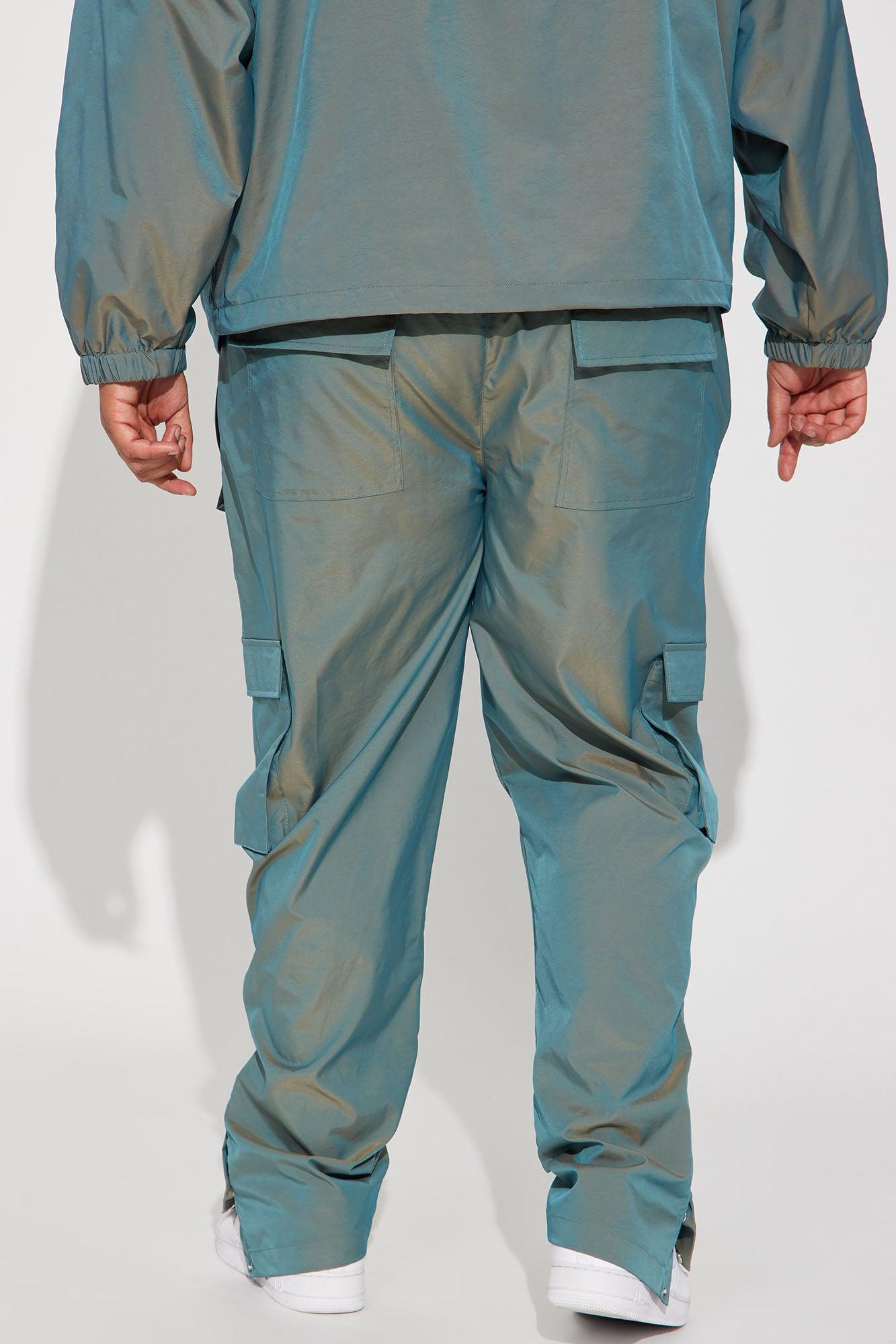 Stormy Iridescent Snap Slim Cargo Pants - Green Product Image