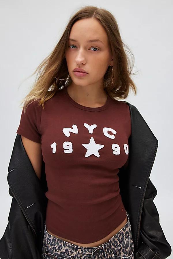 NYC 1990 Graphic Camo Baby Tee Womens at Urban Outfitters Product Image