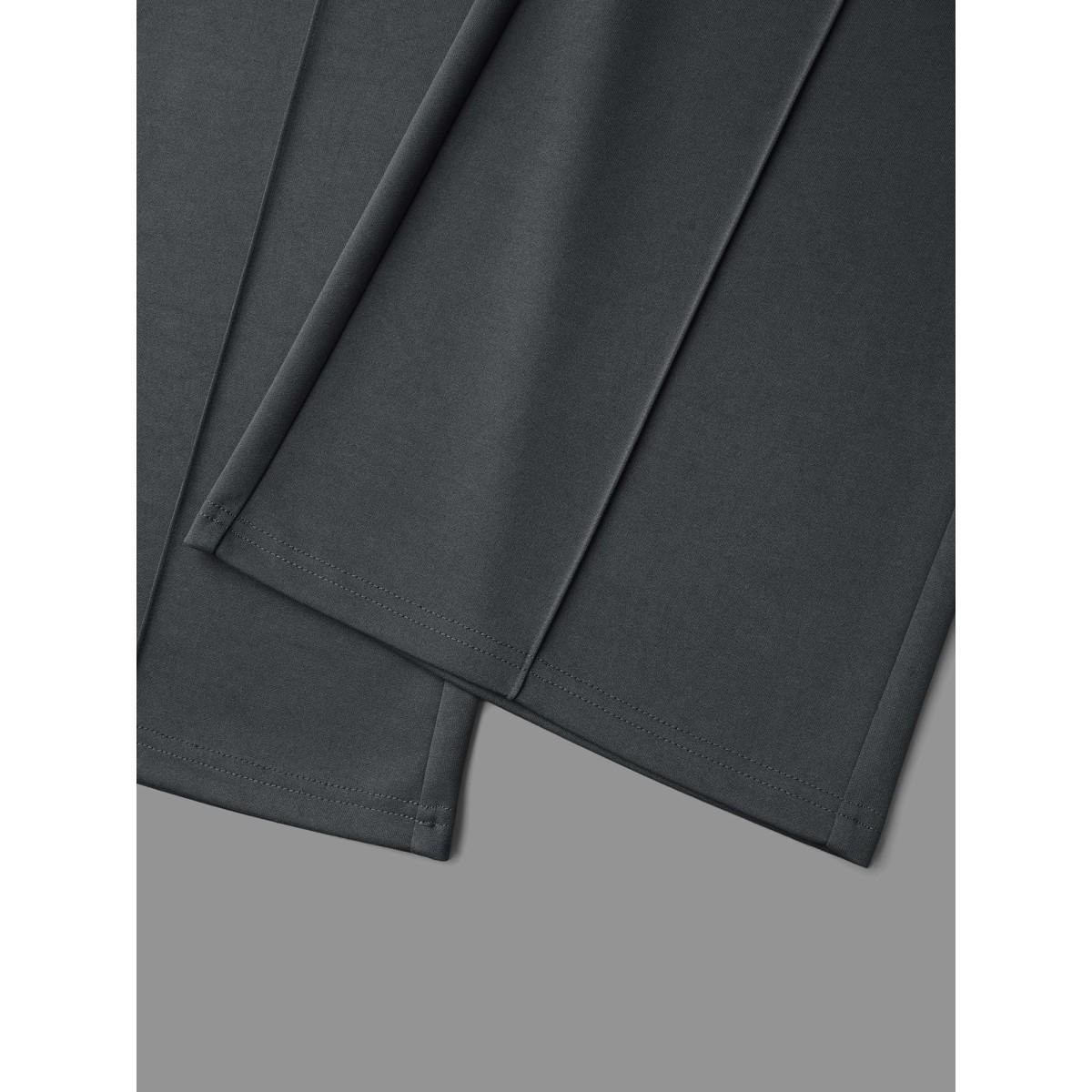 Plus Size Seamed Front Color Contrast Flared Pants Women DimGray Elegant Bootcut Mid Rise Everyday Pants BloomChic 28/5X Product Image