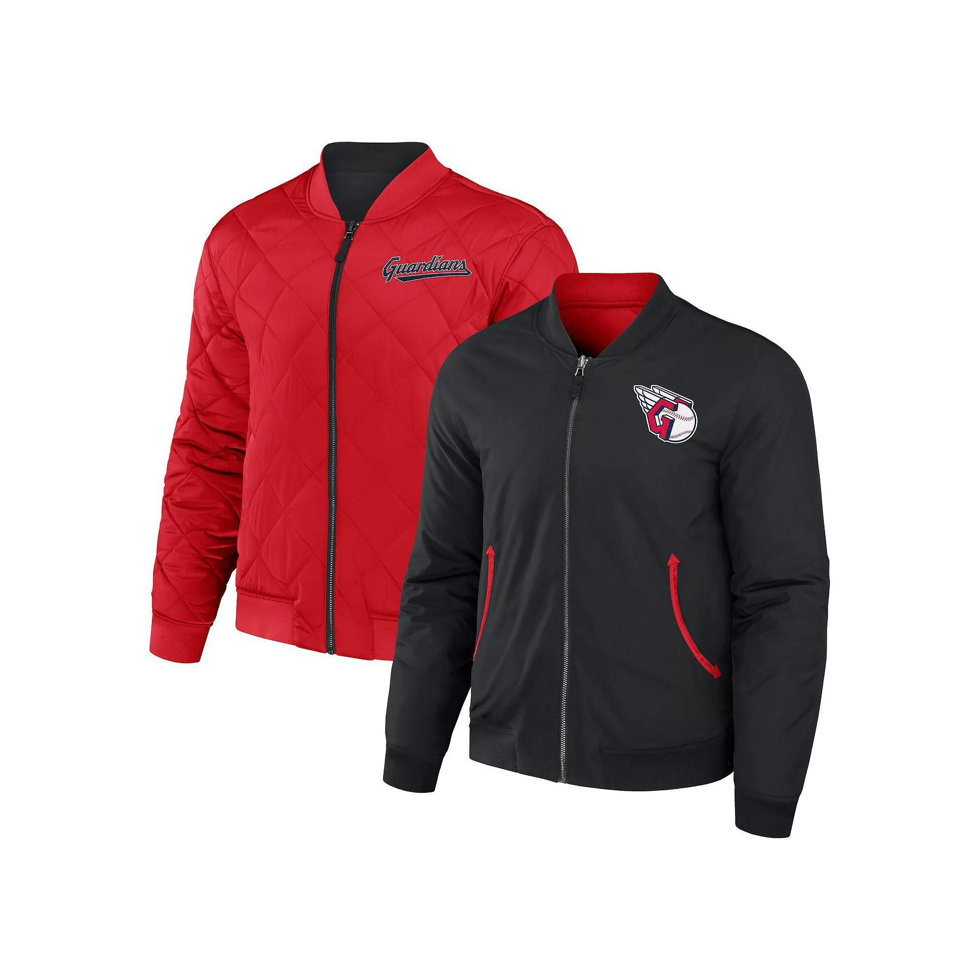 Men's Darius Rucker Collection by Fanatics Black/Red Cleveland Guardians Reversible Full-Zip Bomber Jacket, Size: Small, Grd Black Product Image
