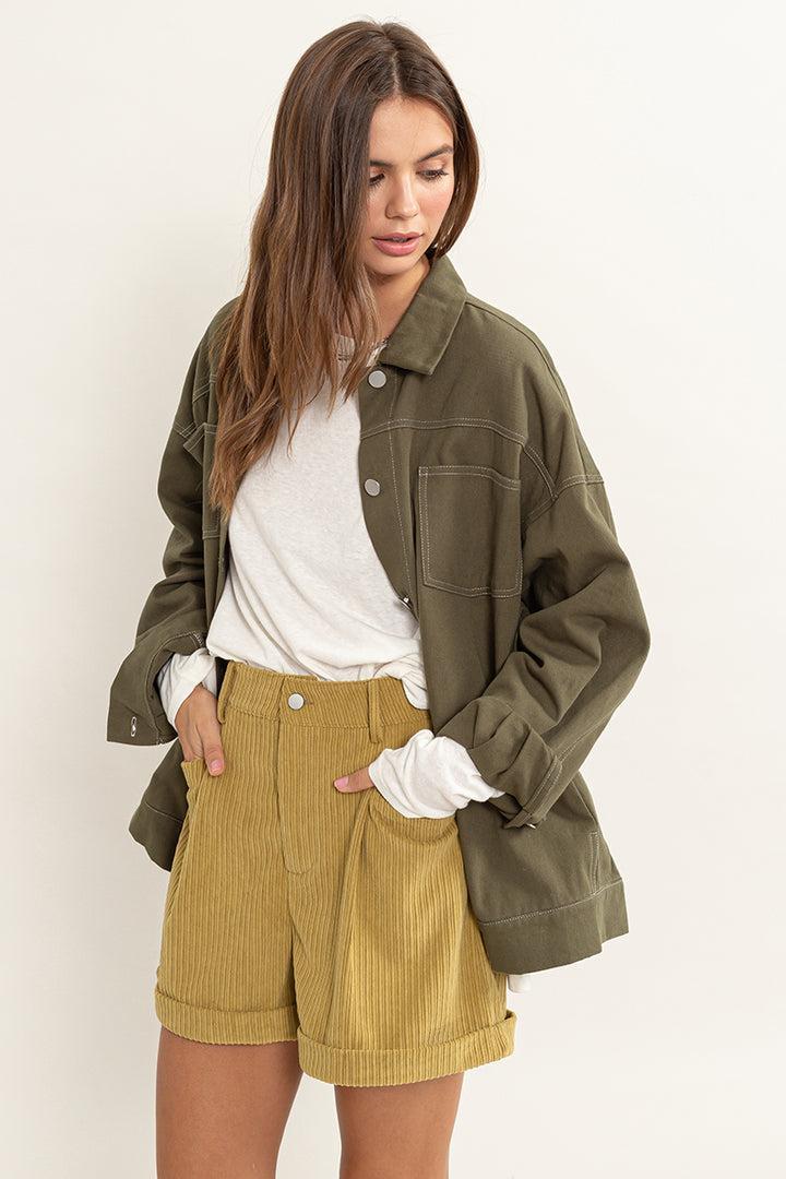 Margo Contrast Stitch Twill Shacket Product Image