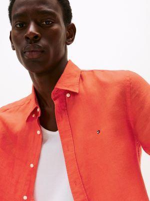 Regular Fit Pigment-Dyed Linen Shirt Product Image