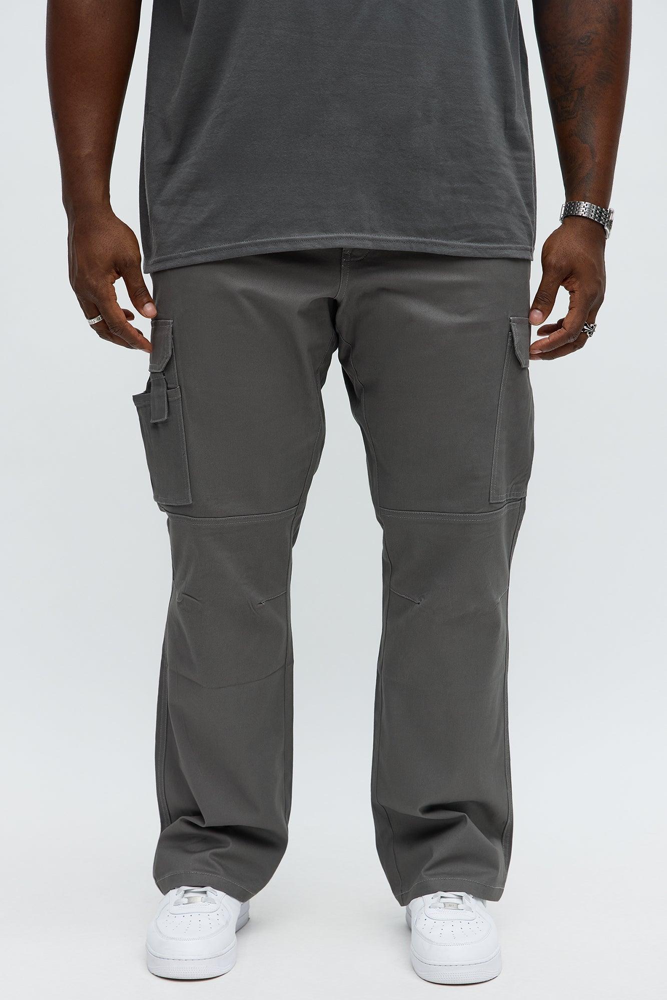 Stacked Slim Flare Kryptonite Cargo Pants - Grey Product Image