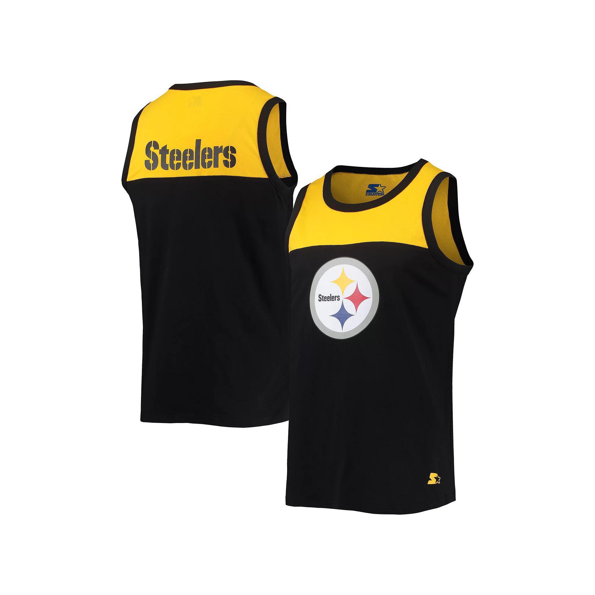 Men's Starter Black/Gold Pittsburgh Steelers Team Touchdown Fashion Tank Top, Size: Medium Product Image