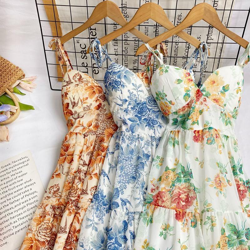 Spaghetti Strap Floral Midi Sundress Product Image