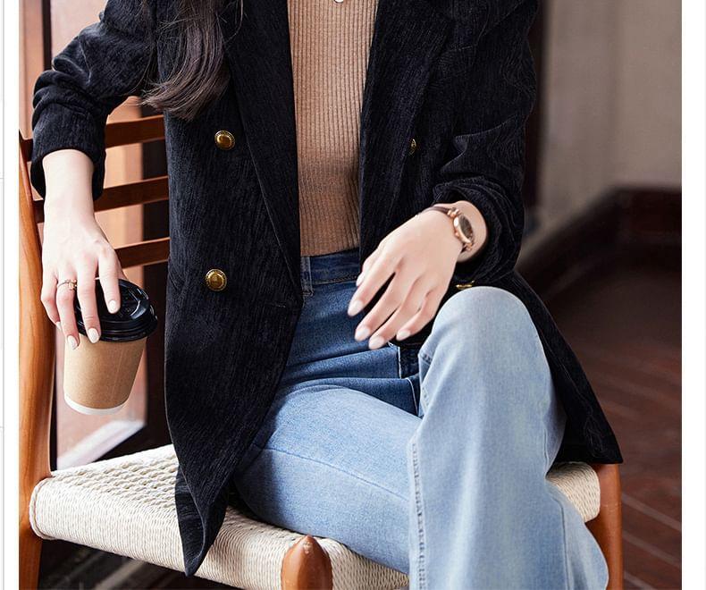 Lapel Neck Plain Double Breasted Blazer Product Image