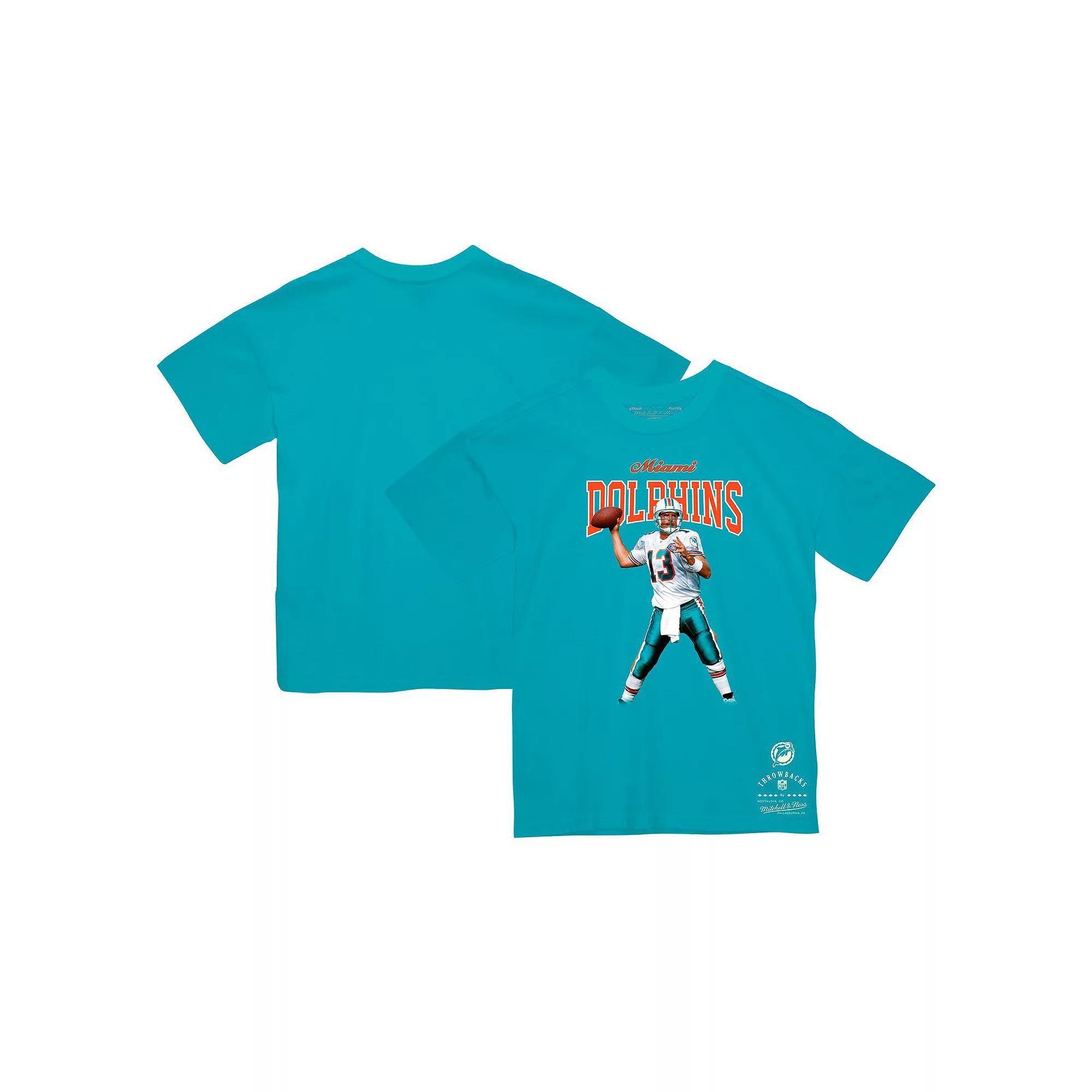 Men's Mitchell & Ness Dan Marino Aqua Miami Dolphins Sideline Retired Player T-Shirt, Size: 2XL, Turquoise A Product Image