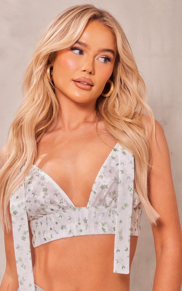 White Floral Lace Bralet Product Image