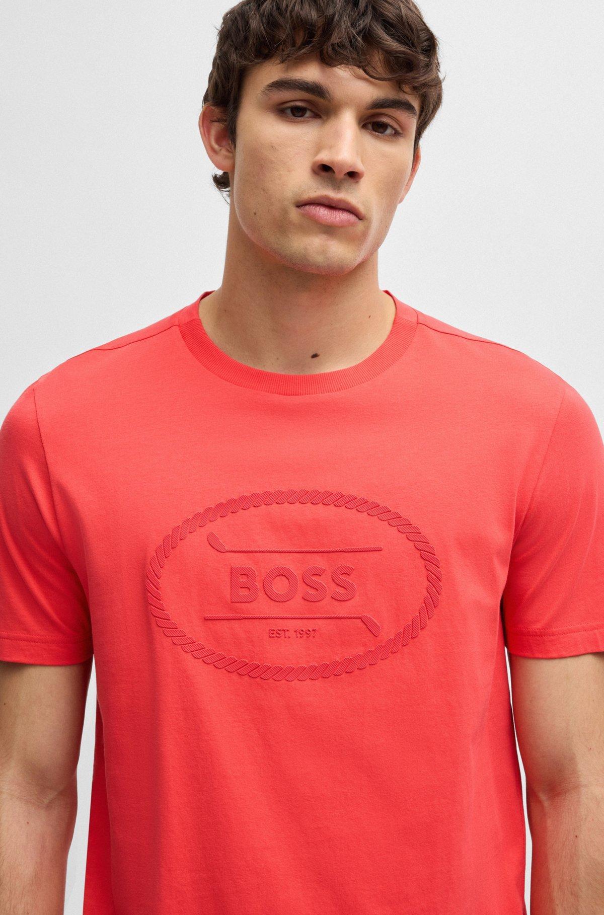 Cotton-jersey T-shirt with golf artwork and logo Product Image