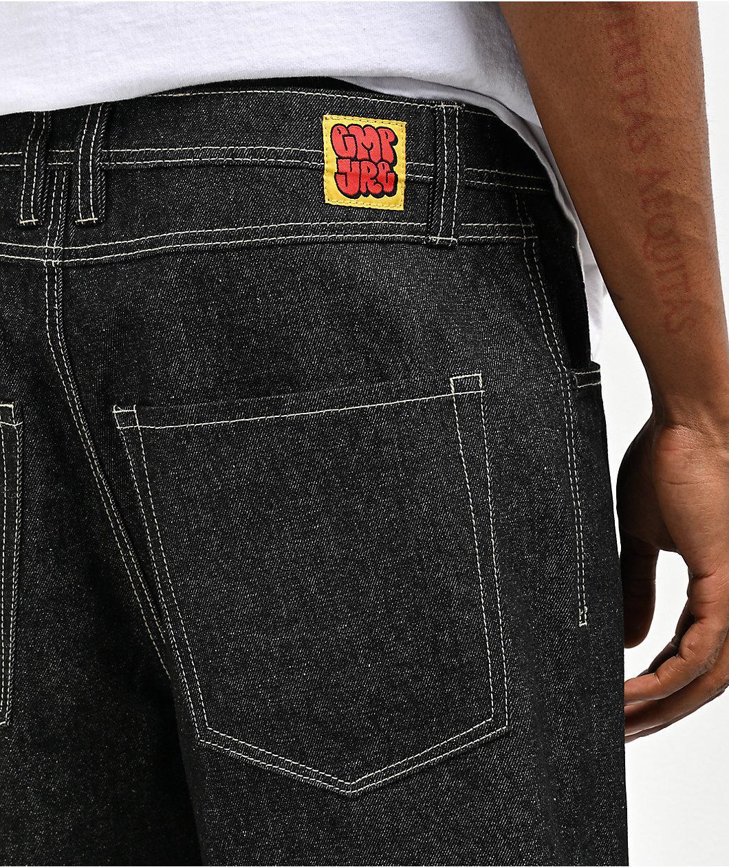 Empyre Raw Denim Black Loose Fit Skate Jeans Product Image