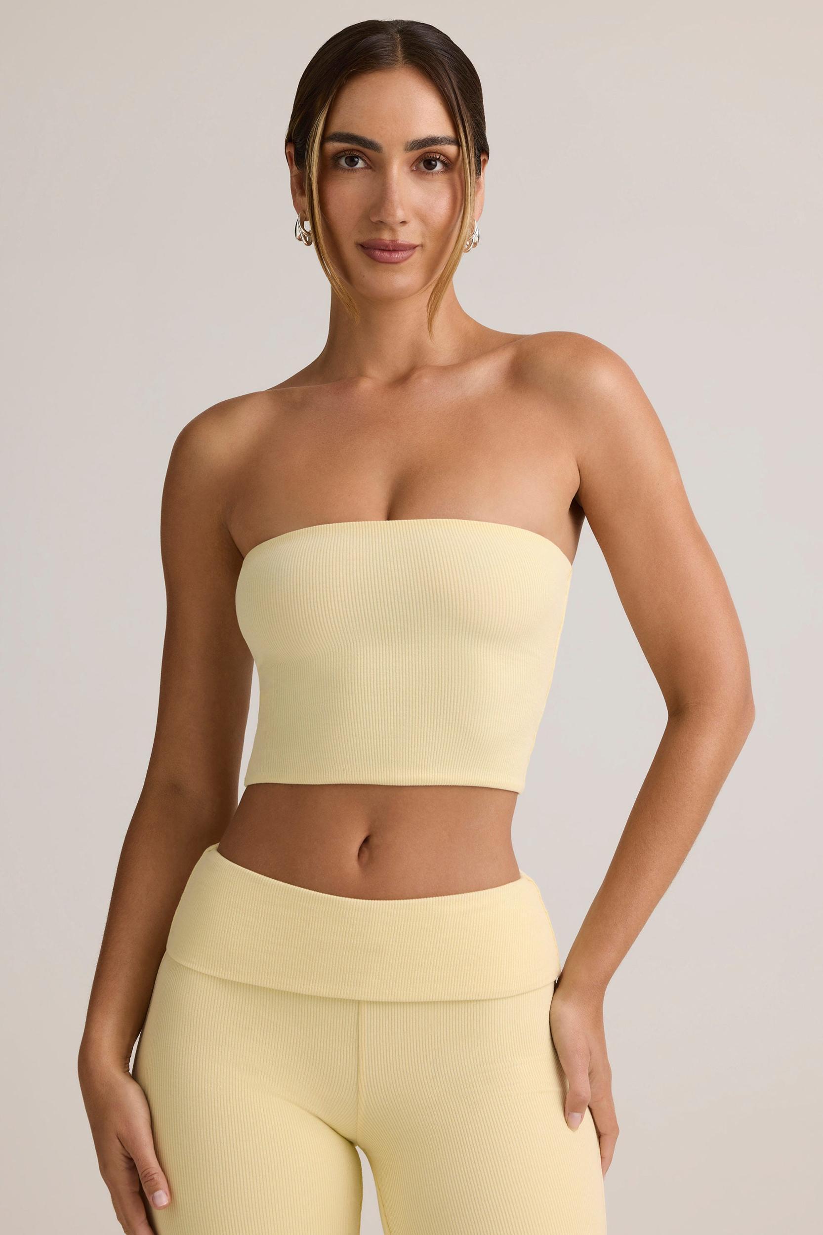 Modal Strapless Crop Top in Buttercream Yellow Product Image