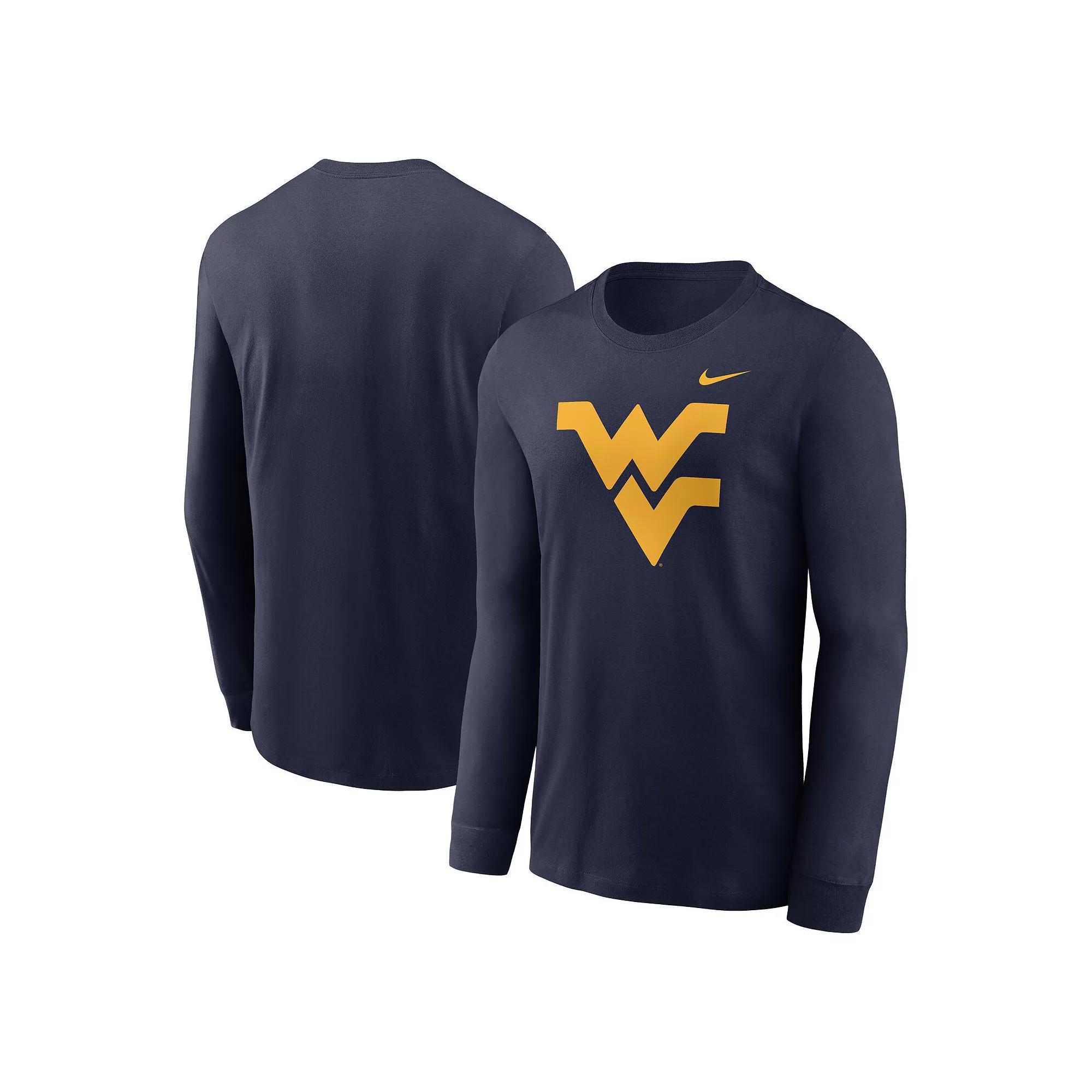 Men's Nike Navy West Virginia Mountaineers Primary Logo Long Sleeve T-Shirt, Size: Large, Blue Product Image