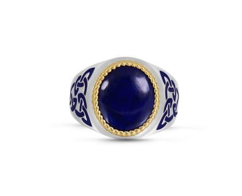LuvMyJewelry Lapis Lazuli Sterling Silver Men Signet Ring With Enamel in Blue at Nordstrom, Size 10 Product Image